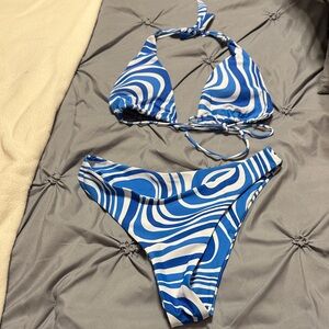 Aurielle Blue and White Swirl Bikini